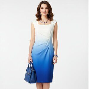 Calvin Klein White & Blue Gradient Sleeveless Dress NEW 10